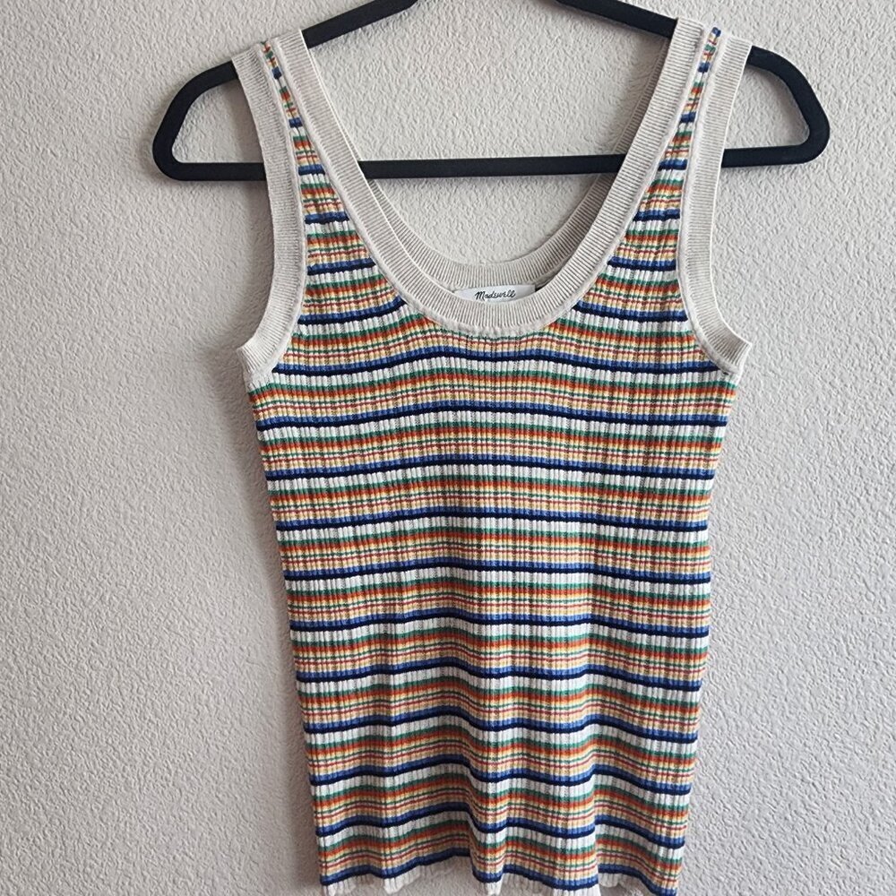 Madewell Womens Striped Chapman Sweater Tank Scoop Neck Multicolor Retro Size XS